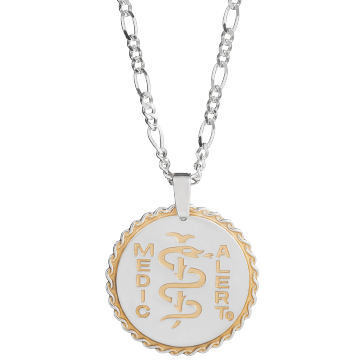 QR Code Figaro Elite Medical ID Necklace Sterling Silver, Silver Gold, large image number 1